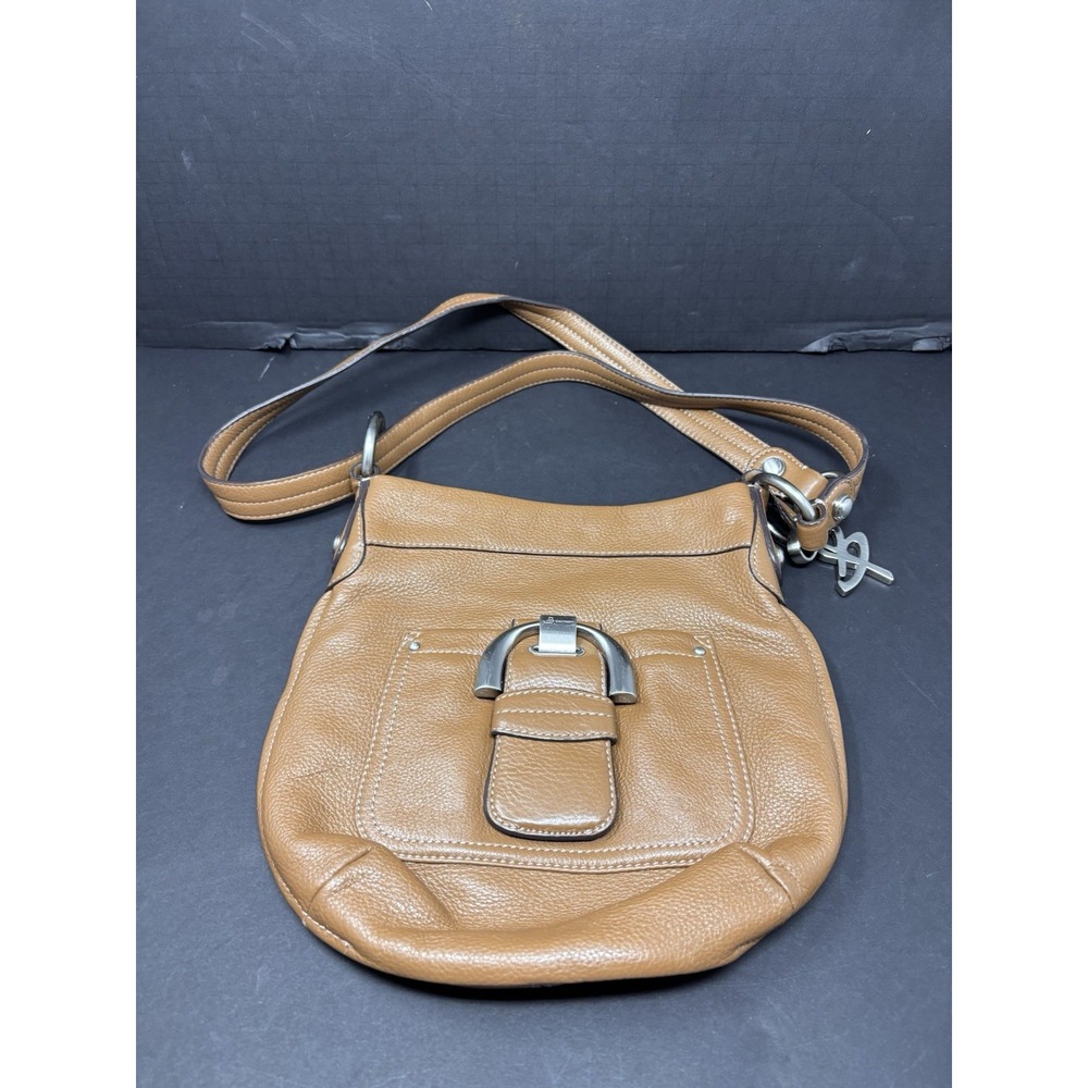 B. MAKOWSKY Pebbled Tan Leather Shoulder Crossbody Bag Purse